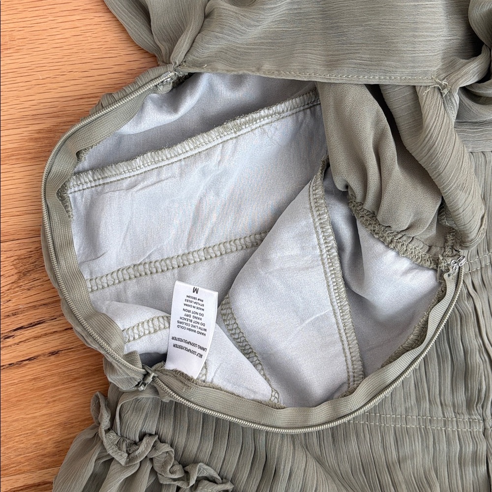 By Together $110 clothing button down fiddle dress ruffles olive green Medium M - Picture 11 of 17